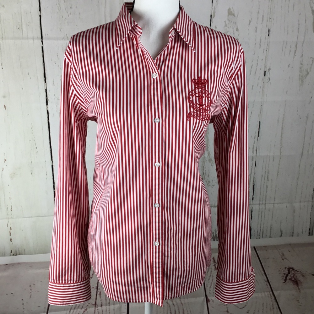 Ralph Lauren XL red and white striped button-down